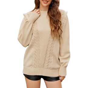 BMJL Womens 2023 Pullover Sweaters Crewneck Cable Knit Cute Trendy Fall Winter Sweater Tops