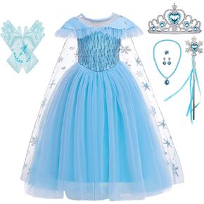 Lito Angels Girls Princess Snow Ice Queen Sister Costumes Halloween Birthday Fancy Party Dress Up with Cape + Accessories