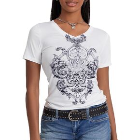 Womens Y2k Tops Retro Graphic Tees Long Sleeve Tops Crewneck Fitted T Shirt Streetwear Women's Grunge Clothing
