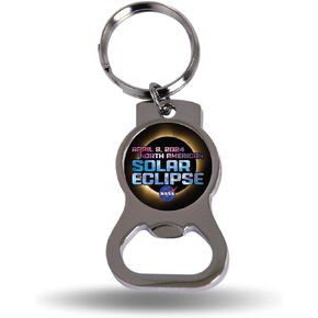 Rico Industries 2024 Solar Eclipse Metal Keychain - Beverage Bottle Opener With Key Ring - Pocket Size