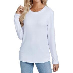 بلوزة نسائية أساسية ذات رقبة دائرية وأكمام طويلة وفضفاضة in Kuwait