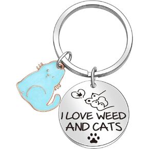 Weed Keyring Cat Jewelry Weed Lover Gift Cat Lover Keychain Cat Person Gift