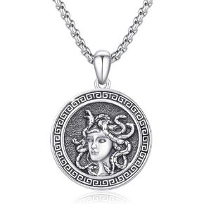 AOSAIB Medusa Necklace 925 Sterling Silver Medusa Pendant Necklace for Women Men Egyptian Goddess Necklace Medusa Athena Necklace Amulet Medal Jewelry Gifts in Kuwait