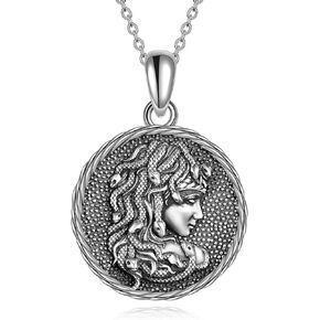 قلادة WINNNICACA القوطية هدايا الأساطير اليونانية للنساء والرجال من الفضة الإسترلينية مجوهرات ميدوسا أثينا in Kuwait