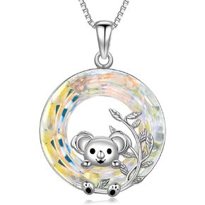 ROMANTIC WORK Cow/Cat/Tiger/Panda/Dragon/Horse/Owl/Axolotl/Monkey/Fox/Koala/Wolf Necklace Sterling Silver Turquoise Crystal Animal Pendant Animals Jewellery Christmas Birthday Gifts for Women Girls