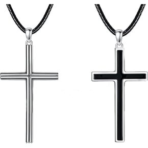Cross Necklace for Men, Cross Necklace 925 Sterling Silver Crucifix/Prayer Hands/Jesus/Cross Pendant Necklace Faith Jewelry Gifts for Men Boys Father Son Uncle