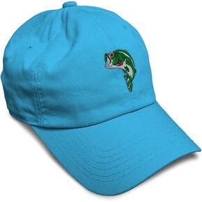 Soft Baseball Cap Fish Sea Bass Embroidery Ocean and Sea Life Bass Twill Cotton Dad Hats for Men & Women