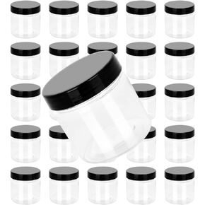 ZIQI 30Pcs 3 Oz Round Clear Cosmetic Container Jars with Lids, Clear Plastic Empty Storage Jars -Wide-Mouth Plastic Containers Jars for Storage Liquid, Powders, Cosmetic, Ointments and Solid Products