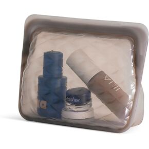 Stasher Reusable Silicone Travel Makeup Bag, Storage Bag Organizer, Dishwasher Safe, Leak-free, Beauty Touch-Up, Taupe in Kuwait