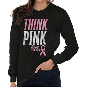 Pink Ribbon Cure Breast Cancer Awareness Women's Long Sleeve T Shirt