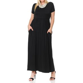 Pastel by Vivienne Women's Short Sleeve Maxi Dress with Pockets in Plus Size