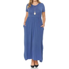 Pastel by Vivienne Women's Short Sleeve Maxi Dress with Pockets in Plus Size