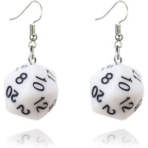 MALOYANVE 3D Dice Earrings for Women Girls Creative Funny D20 Side Cubic Dice Geometric Dangle Drop Weird Earrings Aesthetic 80s Halloween Casino Costume Jewelry
