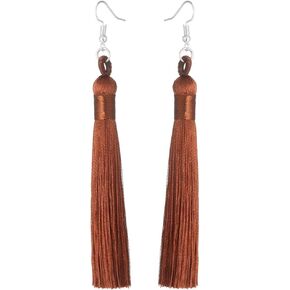 Charms Boho Silk Thread Long Tassel Dangle Drop Fringe Earrings Fabric Vintage Eardrop