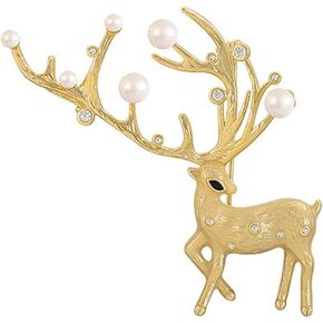 Seakuur Christmas Deer Brooch Rhinestone Crystals Pin Xmas Label Pin Breast Pin Christmas Jewelry Gift for Women Girl