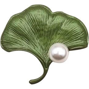 Vintage Pearl Leaves Brooches Green Enamel Paint Plant Flowers Statement Brooch Pins Fashion Jewelry Accessories for Women Girl Gift