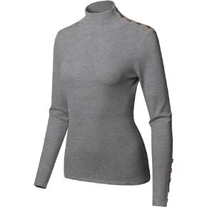 Womens Classic Semi Fitted Soft Knit Long Sleeve Turtleneck Pullover Sweater Top (S-XL)