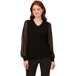 Adrianna Papell Women's Clip Dot Long Sleeve Sweater