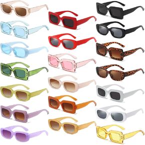 20 Pack Rectangle Black Sunglasses for Women Retro 90s Y2K Small Sun Glasses Party Favors 100％ UV Protection