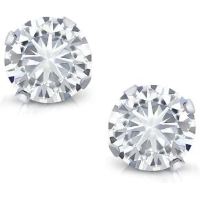 14K White Gold Moissanite from Charles & Colvard Stud Earrings For Women (0.66 Cttw, Round Timeless Brilliant, 4.5MM)