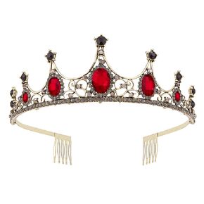 Gold Black Tiara Crown with Emerald - Baroque Vintage Crystal Green Rhinestone Headband for Women Queen Lady Girl Bride Princess Birthday Wedding Pageant Halloween Costume Party with Comb