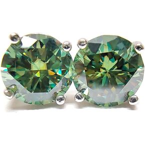 Green Stud Earrings for Women 1+1CT Moissnaite S925 Silver Jewelry Gift with Gift Box