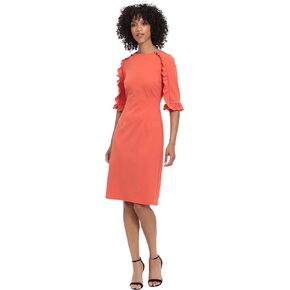 Donna Morgan Women's Ruffle Detailed Elbow Sleeve Dress
