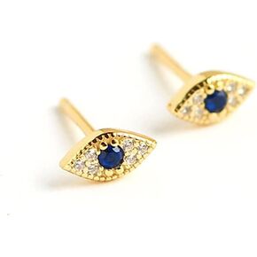 Blue Evil Eye Mini CZ Stud Earrings for Women Little Girls Tiny Cartilage Conch Piercing 925 Sterling Silver Hypoallergenic Tragus Helix Studs Small Cute Cubic Zirconia Stud Earrings for Daughter Bff Birthday Party Christmas
