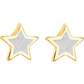 925 Sterling Silver Opal Star Stud Earrings 14K Gold Plated, Nickel Free Hypoallergenic for Sensitive Skin, Hawaii Jewelry for Women, Gift Box Included
