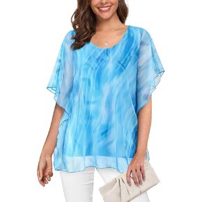 قمصان نسائية بأكمام واسعة من Cestyle، بلوزات كاجوال خفيفة الوزن للعطلات، قميص شبكي in Kuwait