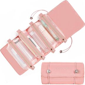 حقيبة مكياج للسفر من eWonLife، حقيبة أدوات الزينة للسفر للنساء، حقيبة مستحضرات التجميل 4 في 1 محمولة بسعة كبيرة، حقيبة مكياج قابلة للفصل، منظم مكياج مقاوم للماء وجيد التهوية (وردي) in Kuwait