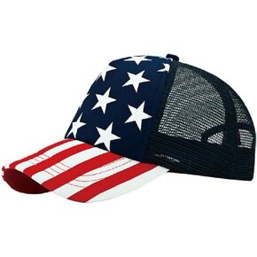 5 Panel Foam Mesh Trucker USA Patriotic Flag Snap Back Baseball Cap