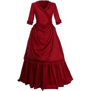 Fortunehouse Women's Victorian Gothic Red Bustle Gown Dress Vampire Mina Harker Cosplay Costume