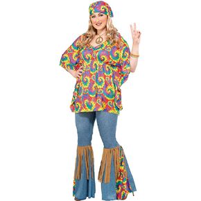 Forum Novelties Women's Plus-Size Hippie Chick Plus Size Costume, Multi, Plus