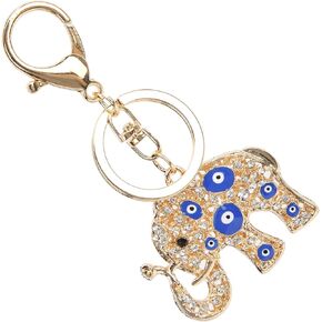 Pssopp Turkish Blue Evil Eye Keychain, Durable Protection Charm Good Luck Keychain for Handbag Hooks Home Decoration, Elephant Shape