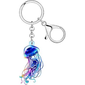 Acrylic Jellyfish Octopus Keychains Ocean Animals Car Key Ring Gifts for Women Girls Bag Charms Accessories