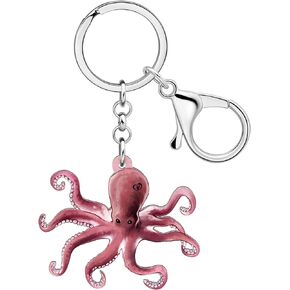 Acrylic Jellyfish Octopus Keychains Ocean Animals Car Key Ring Gifts for Women Girls Bag Charms Accessories
