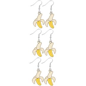 MERRYHAPY 2 Pairs Banana Earrings Accessories Fruit Yellow Alloy