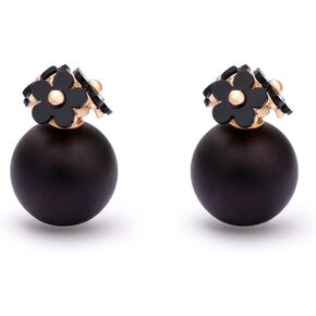 NOUMANDA Double Sided Pearl Flower Sweet Style Statement Fashion Earring for Women