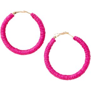 Handmade Rattan Earrings Big Circle Woven Straw Wicker Rattan Dangle Earrings Boho Round Statement Drop Earrings Bohemian Statement Summer Hoop Earrings