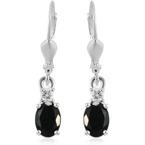 Shop LC Black Tourmaline Earrings in 925 Sterling Silver - Tourmaline Crystal Dangle Leverback Earrings for Women Jewelry Birthday Gifts for Women