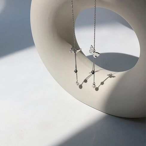 925 Sterling Silver Spiral Threader Earrings for Women Chain Tassel Earrings Handmade Twisted Pull Through Earrings for Women Girls in Saudi Arabia