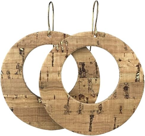 Natural Gold Luna Cork Earrings (2.5in L x 2in W) in Saudi Arabia