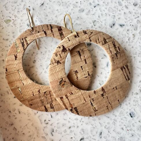 Natural Gold Luna Cork Earrings (2.5in L x 2in W) in Saudi Arabia