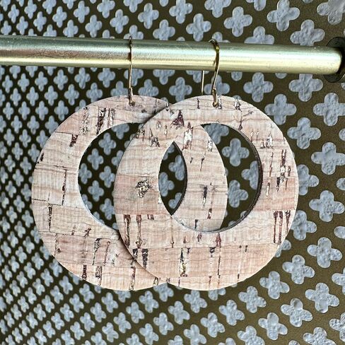 Natural Gold Luna Cork Earrings (2.5in L x 2in W) in Saudi Arabia