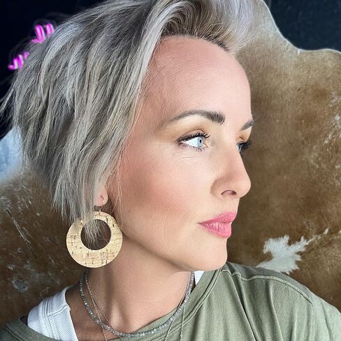 Natural Gold Luna Cork Earrings (2.5in L x 2in W) in Saudi Arabia