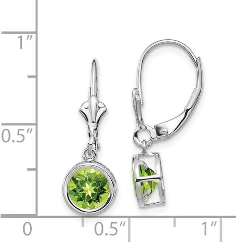 Solid 14K White Gold 6mm Peridot Leverback Earrings in Saudi Arabia