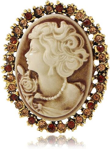 Vintage Style Cameo Victorian Lady Maiden Crystal Rhinestone Pin Brooch in Saudi Arabia