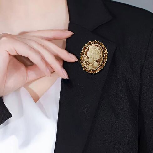 Vintage Style Cameo Victorian Lady Maiden Crystal Rhinestone Pin Brooch in Saudi Arabia