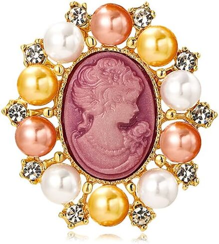 Vintage Style Cameo Victorian Lady Maiden Crystal Rhinestone Pin Brooch in Kuwait